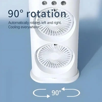Portible Double Head Fan & Cooler Mist with Humidifier and Swing LED