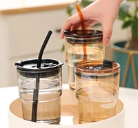 GLASS TUMBLER WITH GLASS STRAW AND LEATHER SLEEVE