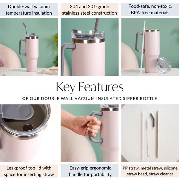 1200 Ml Sipper Stainless Steel - White