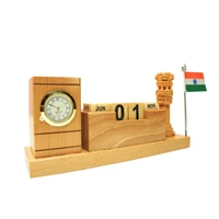 WOODEN TABLE TOP WITH ASHOKA PILLAR