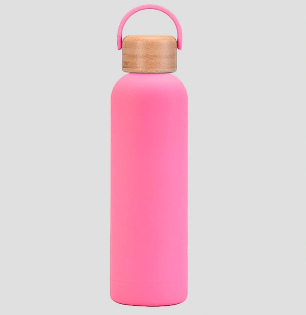 750ml/25.5oz Bamboo Cap Vacuum Insulation rubber bottle - Violet Red