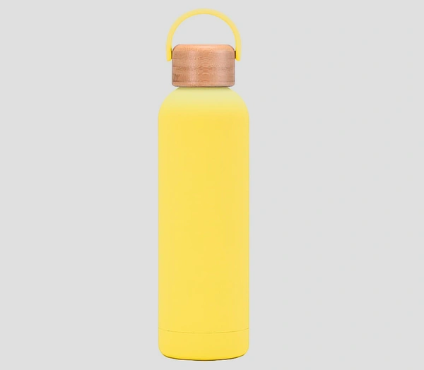 750ml/25.5oz Bamboo Cap Vacuum Insulation rubber bottle - Golden Fizz