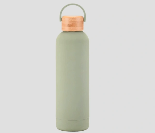 750ml/25.5oz Bamboo Cap Vacuum Insulation rubber bottle - Locust