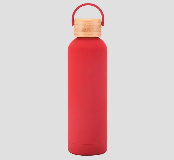 750ml/25.5oz Bamboo Cap Vacuum Insulation rubber bottle - Persian Red