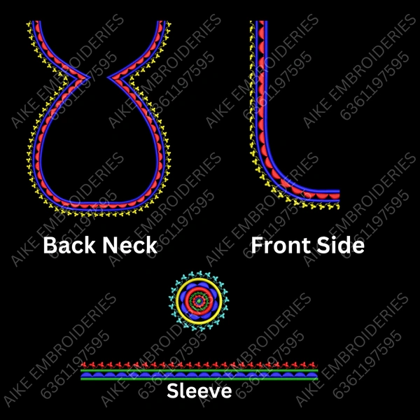 Blouse Design No MSM-002 - Border with Butta, Pot Neck