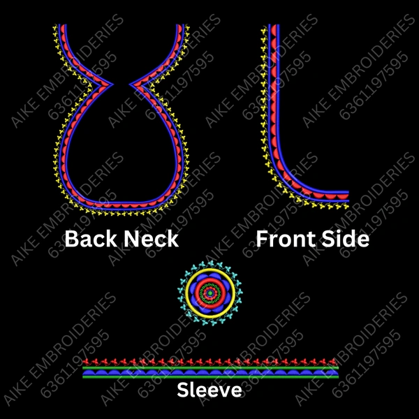 Blouse Design No : MSM-004 - Simple Border, Pot Neck