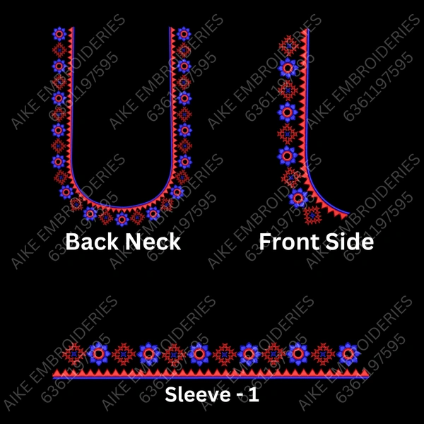 Blouse Design No: MSM-008 - Kutch with Mirror, Simple Border, U Shape
