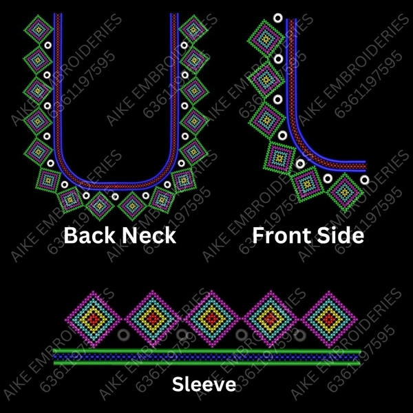 Blouse Design No : MSM-009 - Kutch with Mirror, Simple Border, U Shape