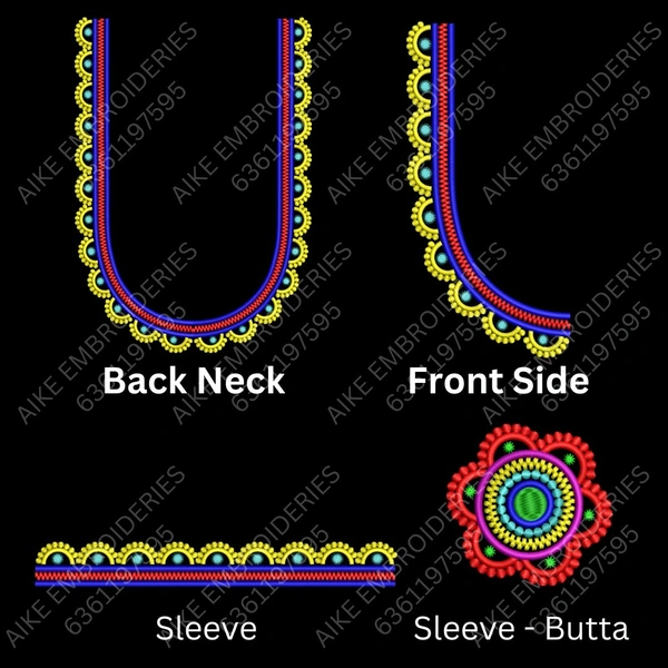 Blouse Design No : MSM-023 - Border with Butta, U Shape