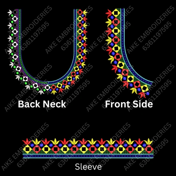 Blouse Design No MSM-028 - Mirror Work, Simple Border, U Shape