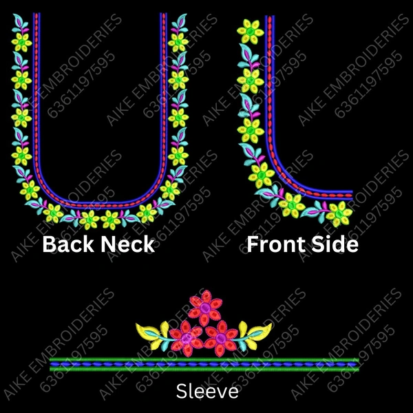 Blouse Design No MSM-031 - Border with Butta, U Shape