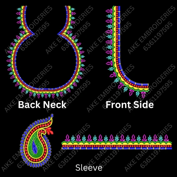 Blouse Design No MSM-038 - Border with Butta, Pot Neck