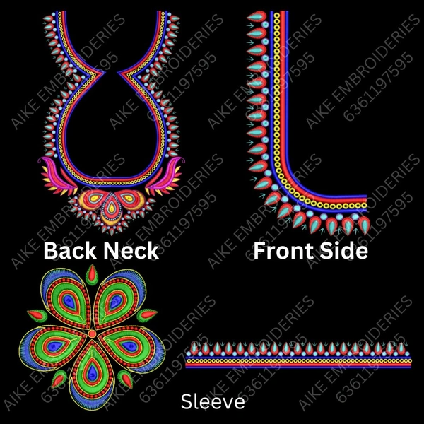Blouse Design No MSM-040 - Border with Butta, Pot Neck