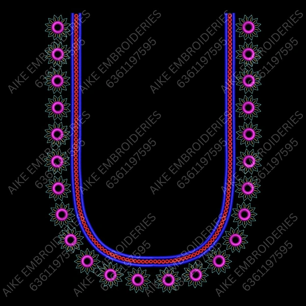 Blouse Design No: MSM-006 - Simple Border, U Shape