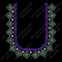 Blouse Design No : MSM-009 - Kutch with Mirror, Simple Border, U Shape