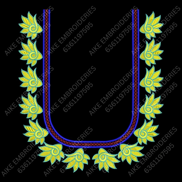 Blouse Design No : MSM-011 - Simple Border, U Shape