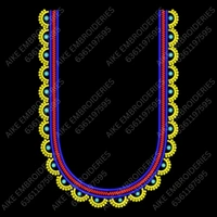 Blouse Design No : MSM-023 - Border with Butta, U Shape