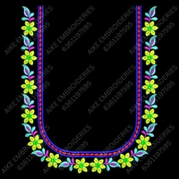Blouse Design No MSM-031 - Border with Butta, U Shape