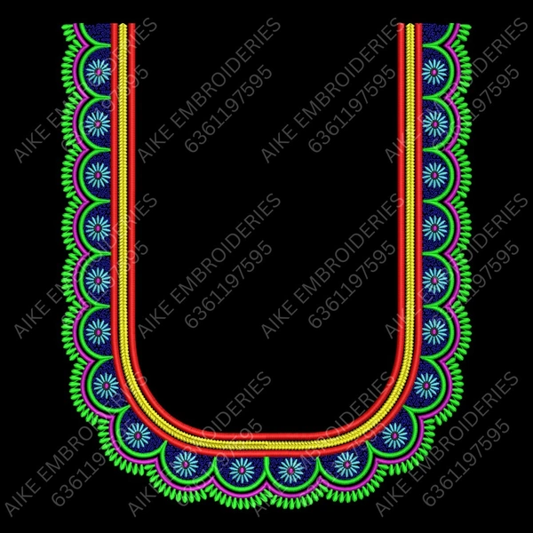 Blouse Design No MSM-034 - Simple Border, U Shape