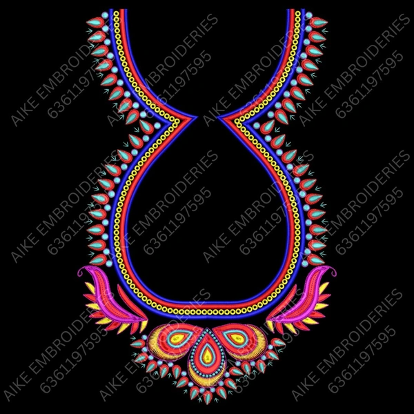 Blouse Design No MSM-040 - Border with Butta, Pot Neck