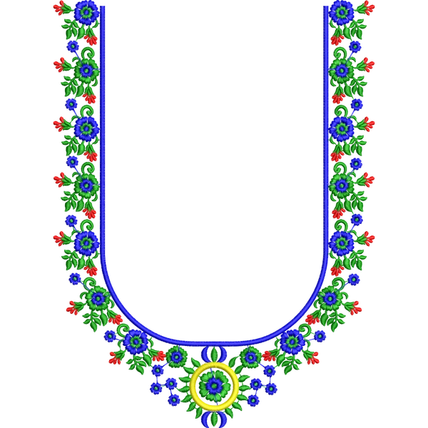 Blouse Design No :266053 - Border With Butta, U Shape