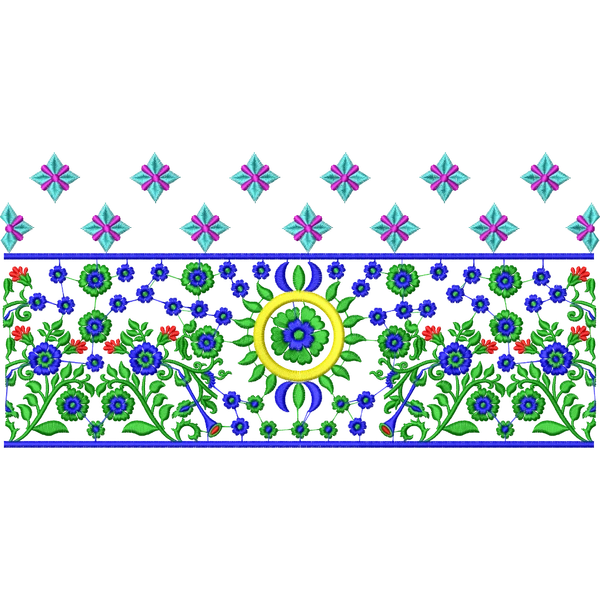 Blouse Design No :266053 - Border With Butta, U Shape