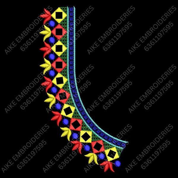 Blouse Design No MSM-028 - Mirror Work, Simple Border, U Shape