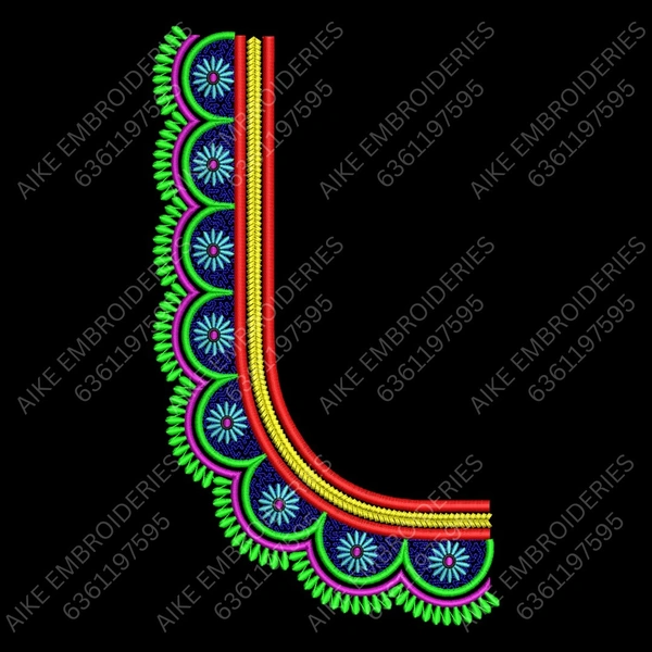 Blouse Design No MSM-034 - Simple Border, U Shape