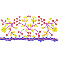 Blouse Design No :306246 ,Flower Bunch , Cut Work - Border With Butta, U Shape