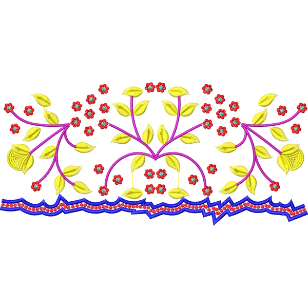 Blouse Design No :306246 ,Flower Bunch , Cut Work - Border With Butta, U Shape