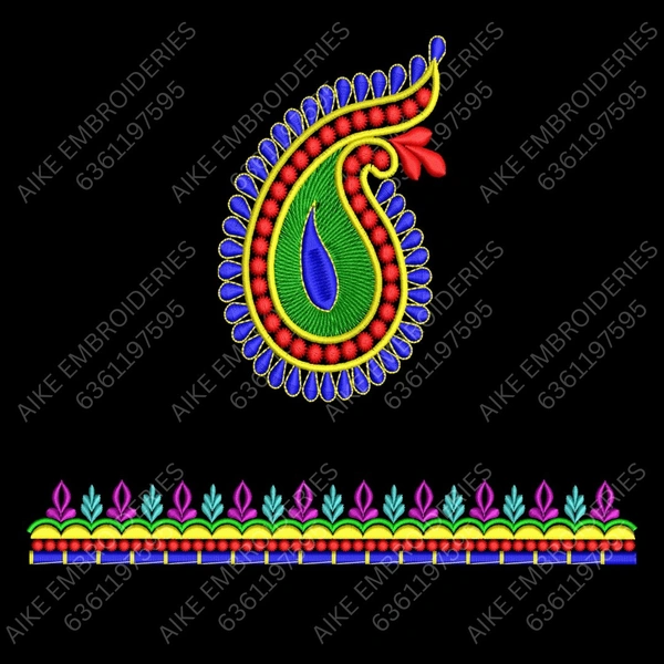 Blouse Design No MSM-038 - Border with Butta, Pot Neck