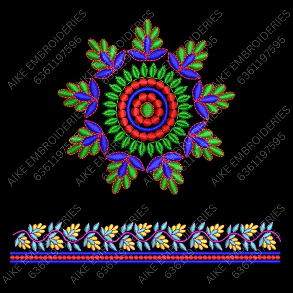 Blouse Design No MSM-039 - Border with Butta, Sweat Heart