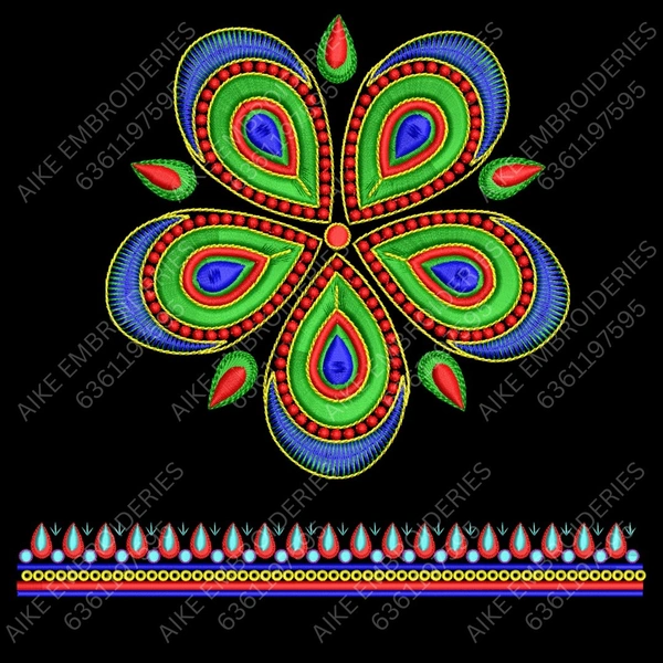 Blouse Design No MSM-040 - Border with Butta, Pot Neck