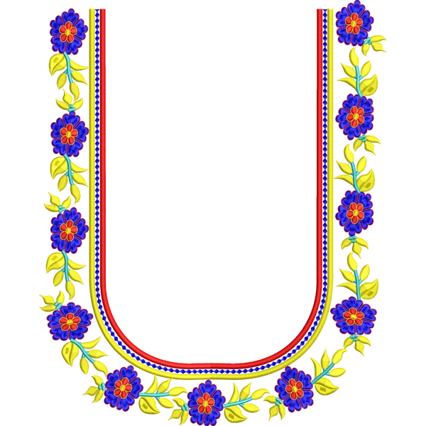 Blouse Design No :MSM - 512 , Flower,Leaf - U Shape, Simple Border