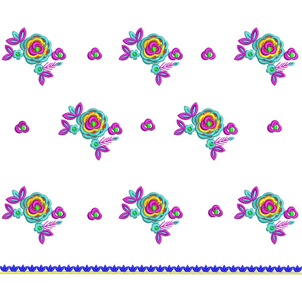 Blouse Design No :MSM - 542 , Flower Bunch - Pot Neck, Full Sleeve