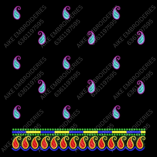 Blouse Design No MSM-046/2 - Border with Butta, U Shape