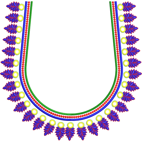 Blouse Design No : AE-003/1 - Mirror Work, Simple Border, U Shape