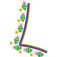 Blouse Design No : AE-010/1 , Pot neck with Heart, Flower Bunch - Full Sleeve, Pot Neck