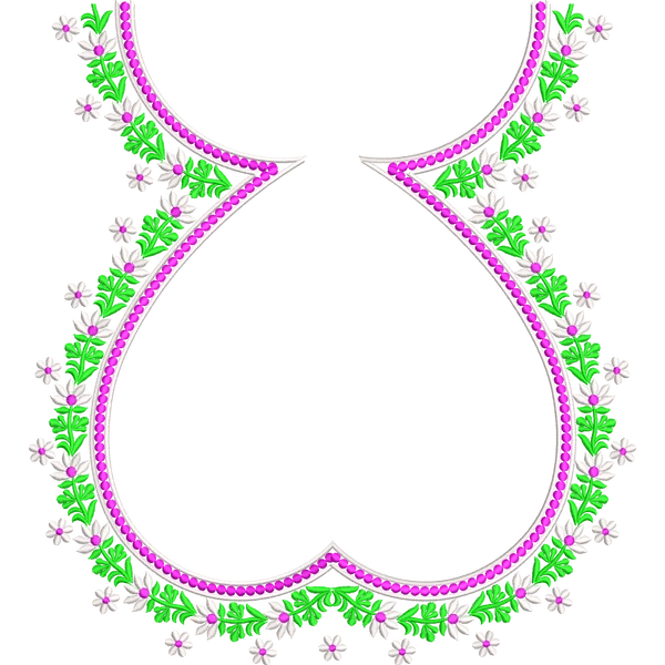 Blouse Design No : AE-010/1 , Pot neck with Heart, Flower Bunch - Full Sleeve, Pot Neck