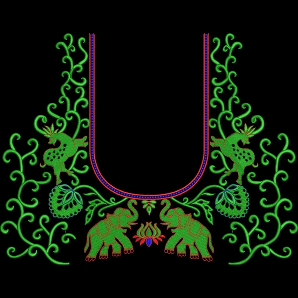 Blouse Design No : MSM-073 - Border with Butta, U Shape