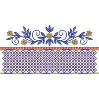 Blouse Design No : BH198 ,Flower Bunch,Double Colour Border - Border With Butta, U Shape