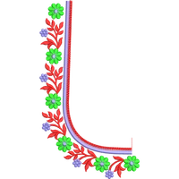 Blouse Design No : BH314 , Flower Bunch - Simple Border, U Shape