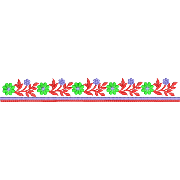 Blouse Design No : BH314 , Flower Bunch - Simple Border, U Shape