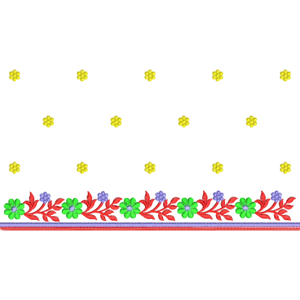 Blouse Design No : BH314 , Flower Bunch, Small Butta in Sleeve - Border With Butta, U Shape