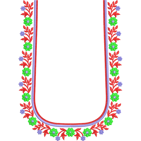 Blouse Design No : BH314 , Flower Bunch, Small Butta in Sleeve - Border With Butta, U Shape