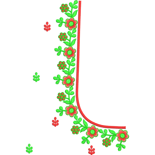 Blouse Design No : BH324/2 , Front-Boat Neck, Flower Bunch - Full Sleeve, Pot Neck
