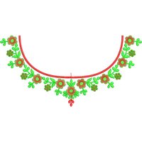 Blouse Design No : BH324/1 , Front-Boat Neck, Flower Bunch - Simple Border, Pot Neck