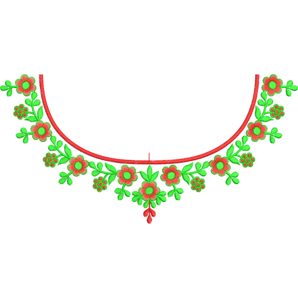 Blouse Design No : BH324/1 , Front-Boat Neck, Flower Bunch - Simple Border, Pot Neck
