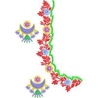 Blouse Design No : BH329/2 , Net Embroidery - Border With Butta, U Shape