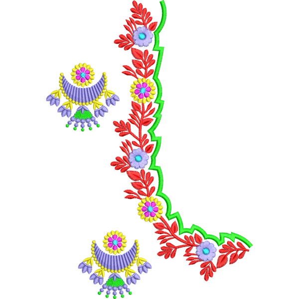 Blouse Design No : BH329/2 , Net Embroidery - Border With Butta, U Shape